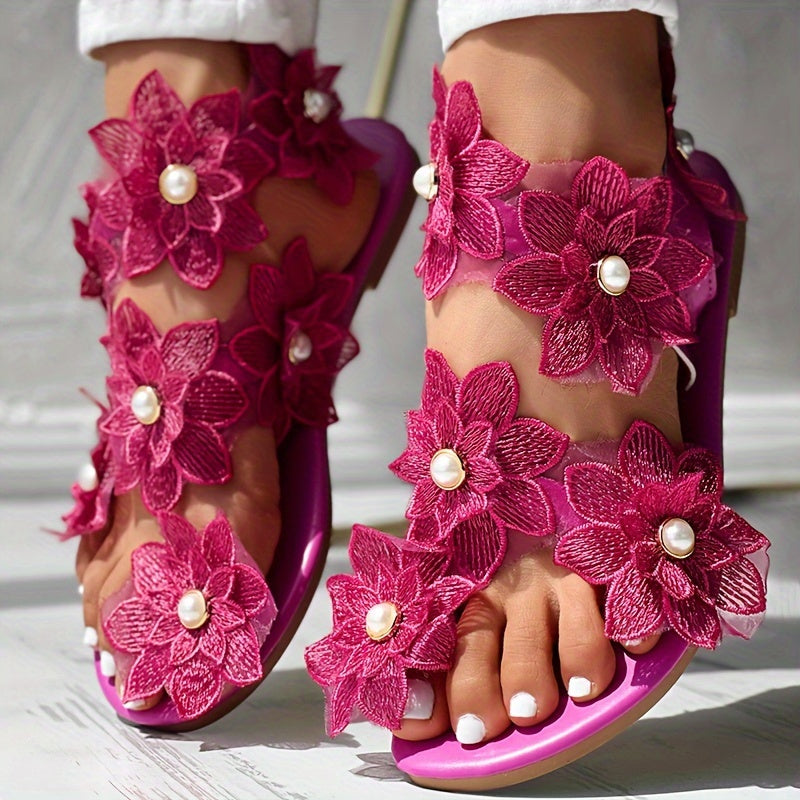 Women's Flowers Flat Fashion Toe Loop Casual Sandals
