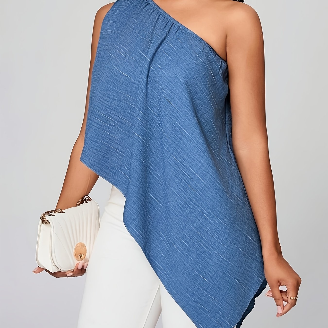 Women'S Casual Off-Shoulder Asymmetrical Sleeveless Blouse