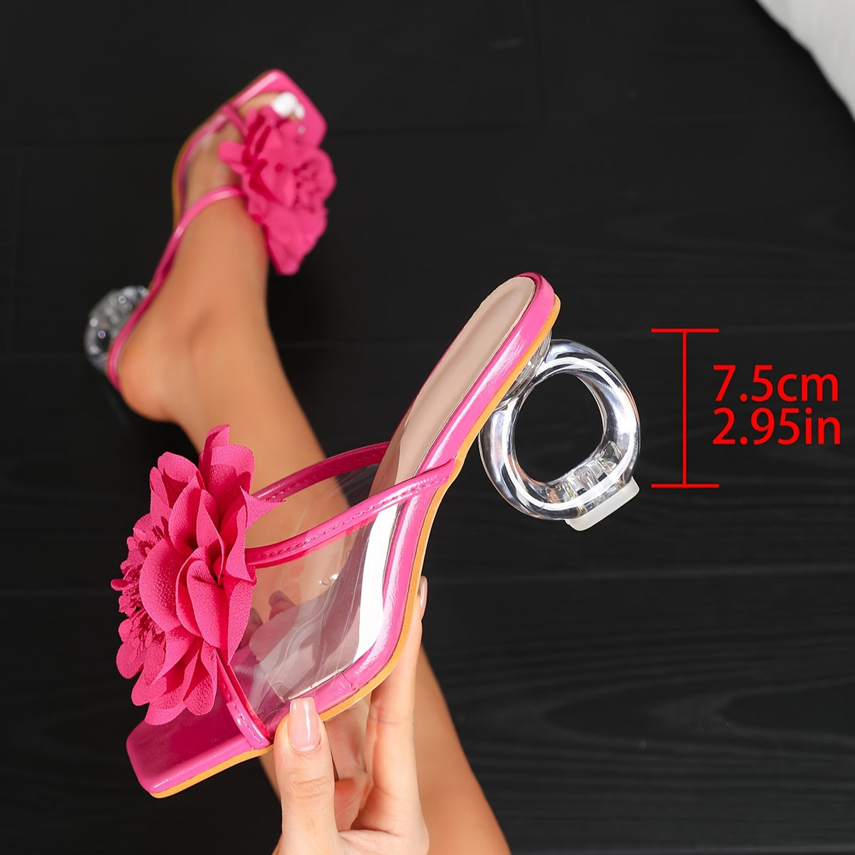 Women's High Heel Sandals with Floral Accents
