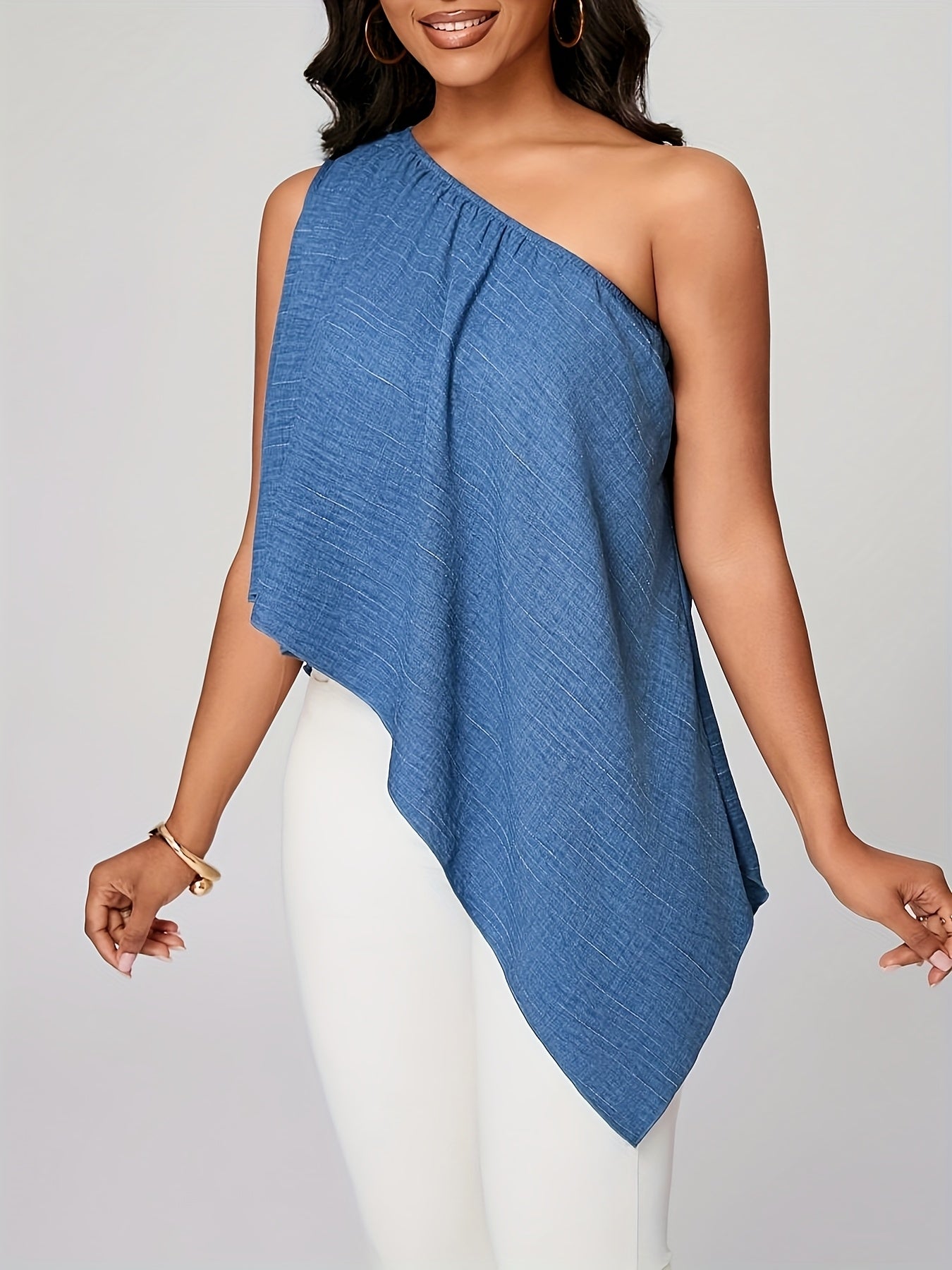 Women'S Casual Off-Shoulder Asymmetrical Sleeveless Blouse