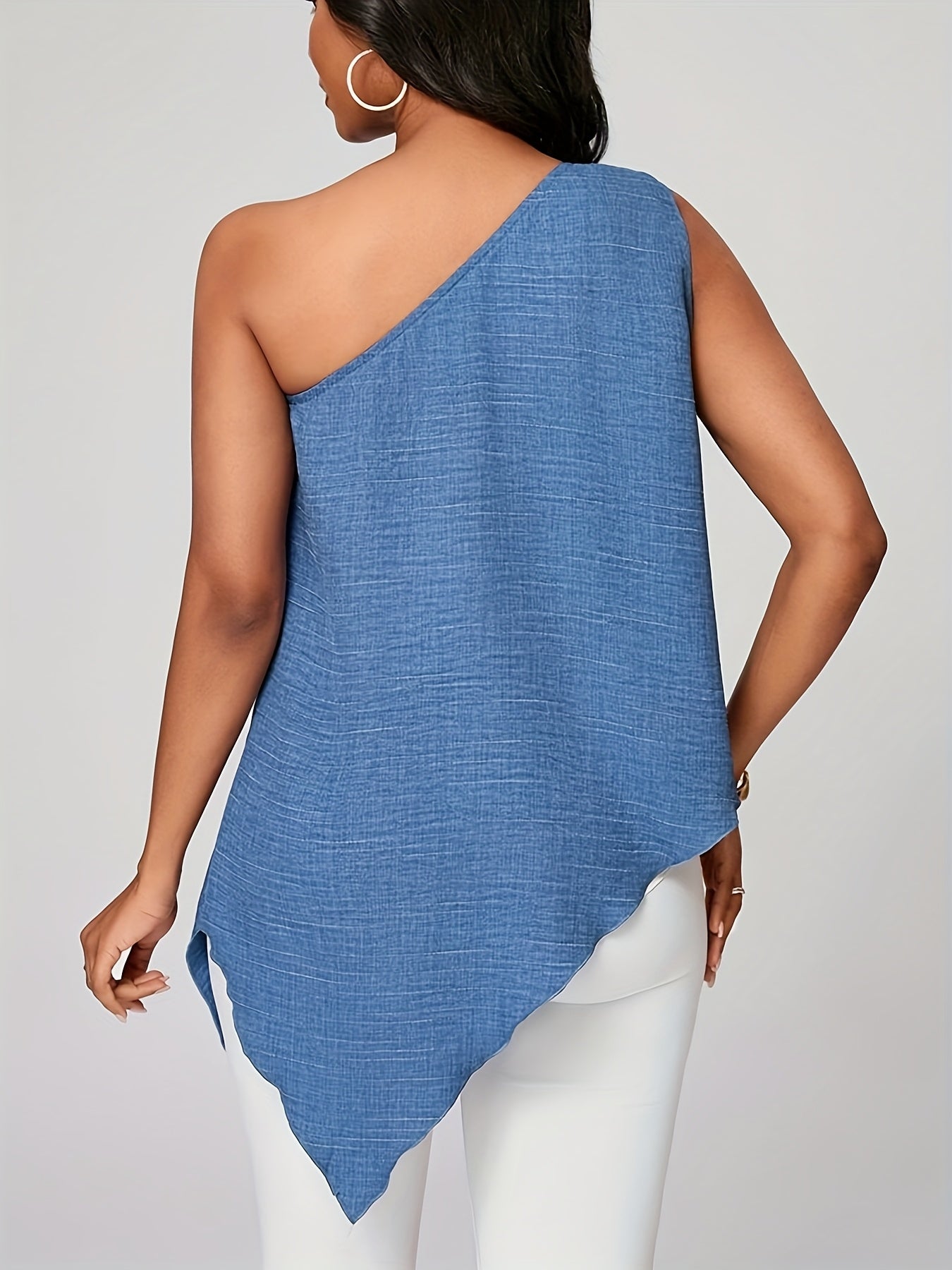 Women'S Casual Off-Shoulder Asymmetrical Sleeveless Blouse