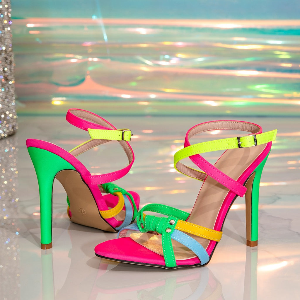 Women's Colorful Strappy Stiletto Sandals
