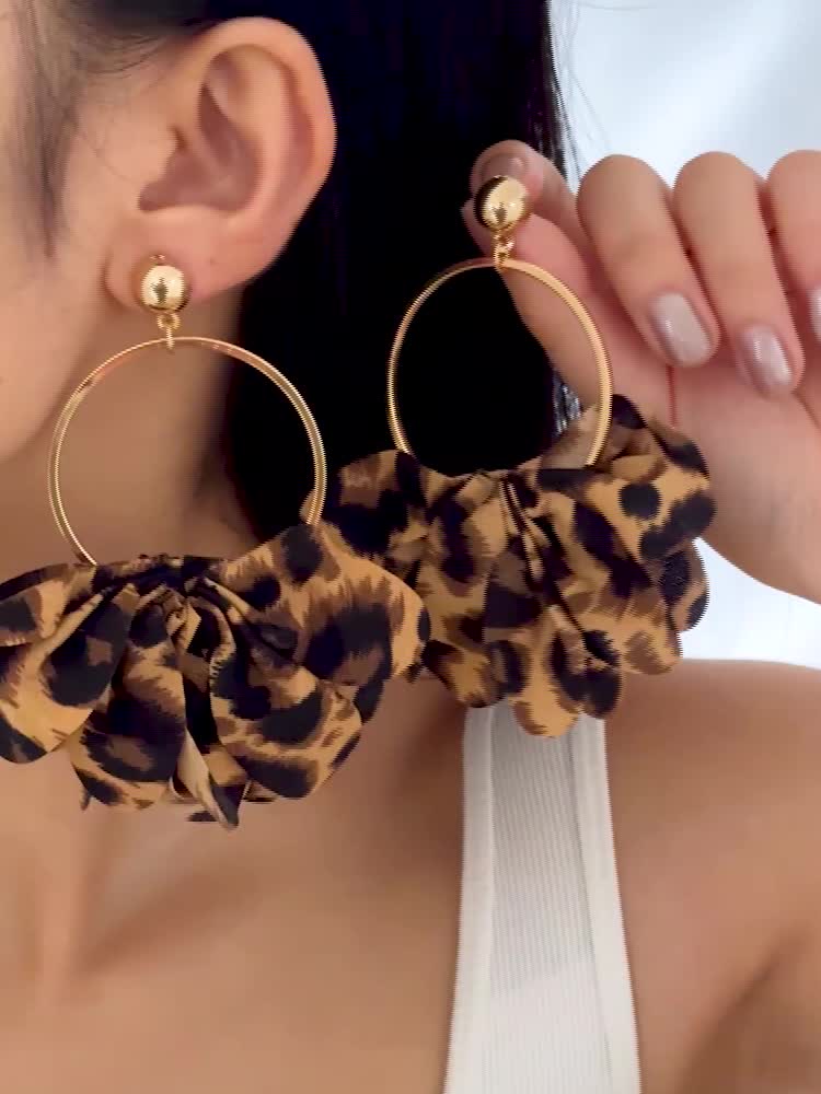 Leopard Print Dangle Earrings
