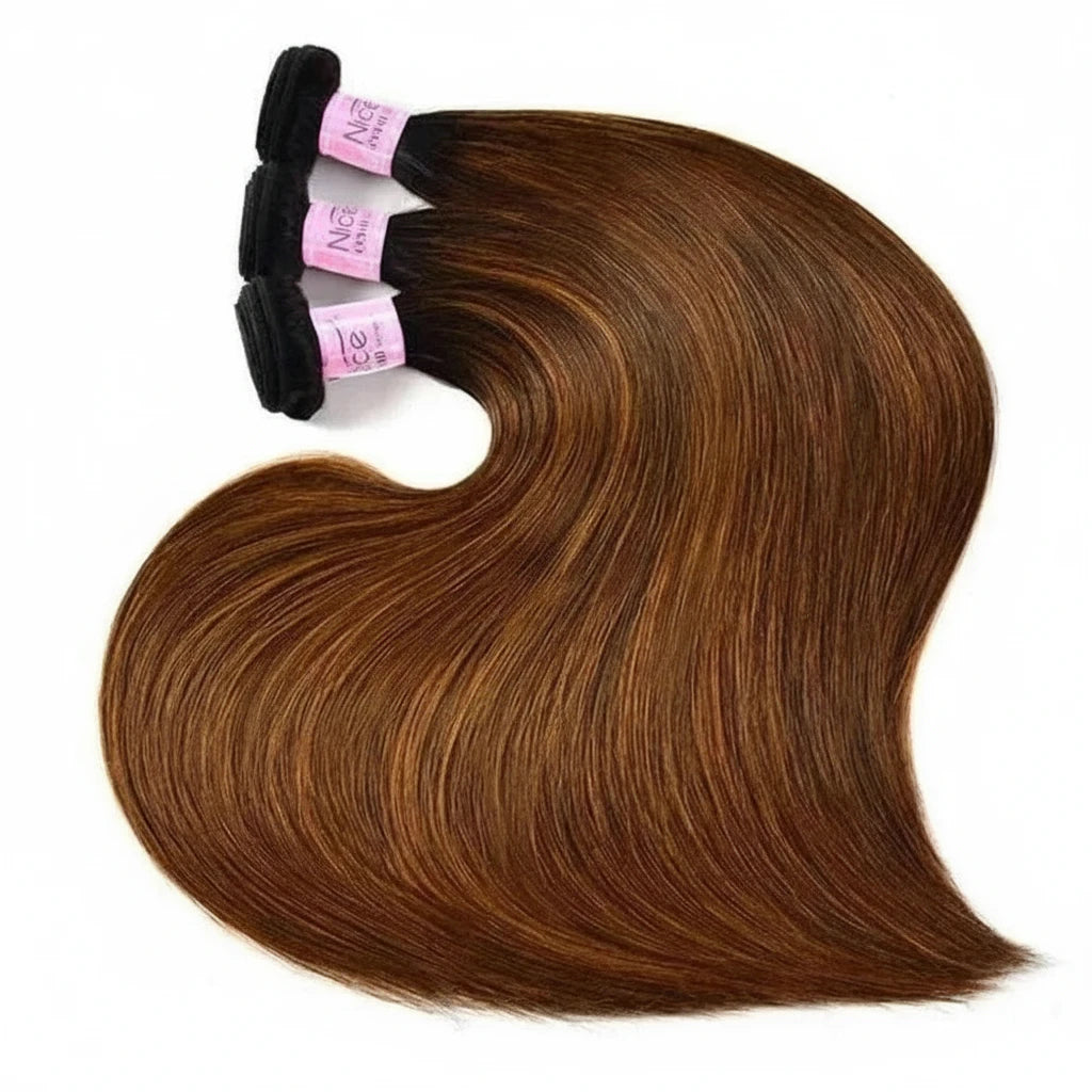 Balayage Straight Hair Bundles Pre Colored Sew Extensions