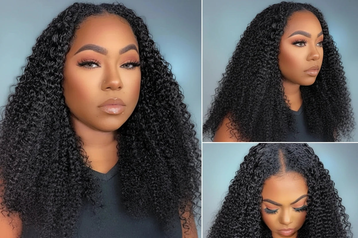 Curly V Part Wig Clip-In Wigs With Drawstring