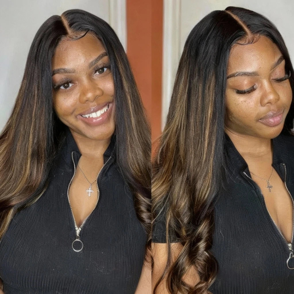 Balayage Straight Hair Bundles Pre Colored Sew Extensions