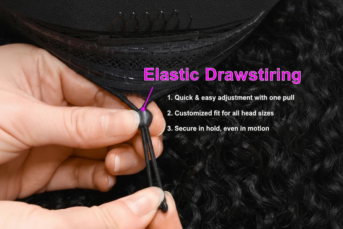 Curly V Part Wig Clip-In Wigs With Drawstring