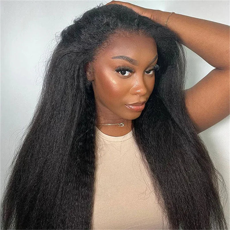 3 In 1 Half Kinky Straight Human Hair Wig With Natural Hairline, Beginner Friendly