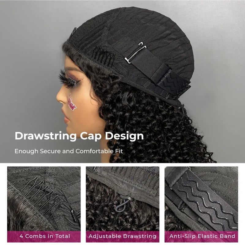 3 In 1 Half Kinky Straight Human Hair Wig With Natural Hairline, Beginner Friendly