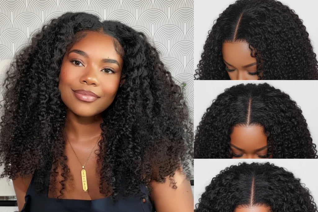 Curly V Part Wig Clip-In Wigs With Drawstring