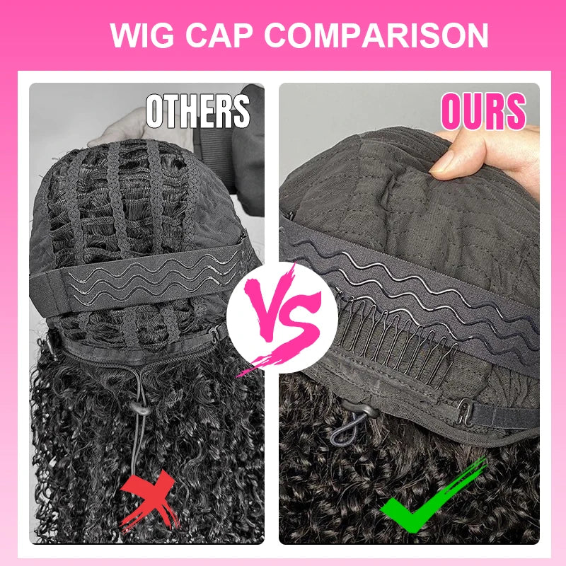 3 In 1 Half Kinky Straight Human Hair Wig With Natural Hairline, Beginner Friendly