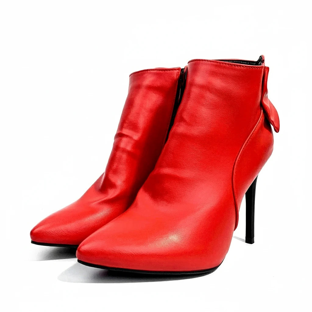 Women's Bowknot Zipper Designer Coarse Heel Boots