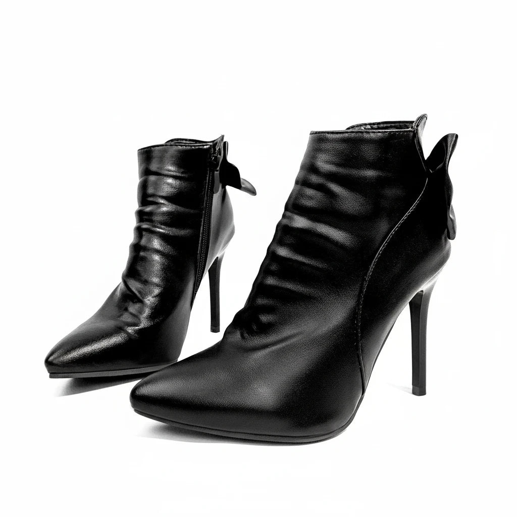 Women's Bowknot Zipper Designer Coarse Heel Boots