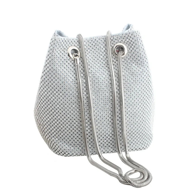 Women’s Rainbow Mini Chain Shoulder Purse Crystal Rhinestone