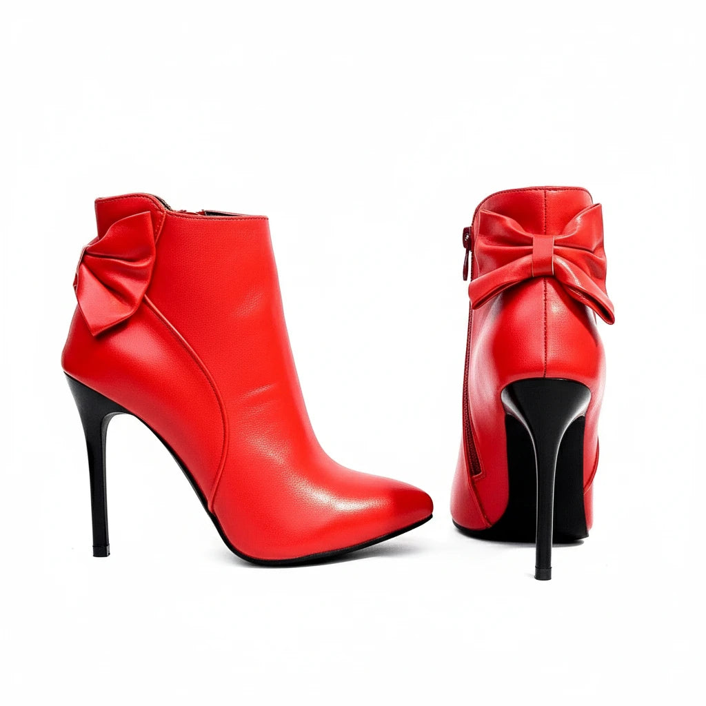 Women's Bowknot Zipper Designer Coarse Heel Boots