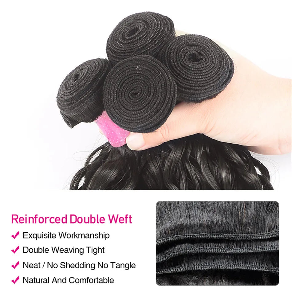 Water Wave Brazilian Hair Weave Bundles 3PCS 100% Human Natural Color Remy Hair