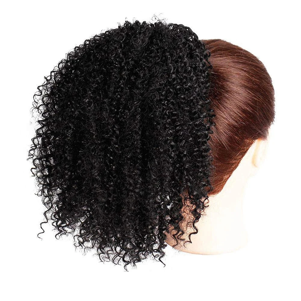 Afro Kinky Curly Hair Ponytail Extensions Clip in Drawstring Mongolian Kinky Curly Hair Piece