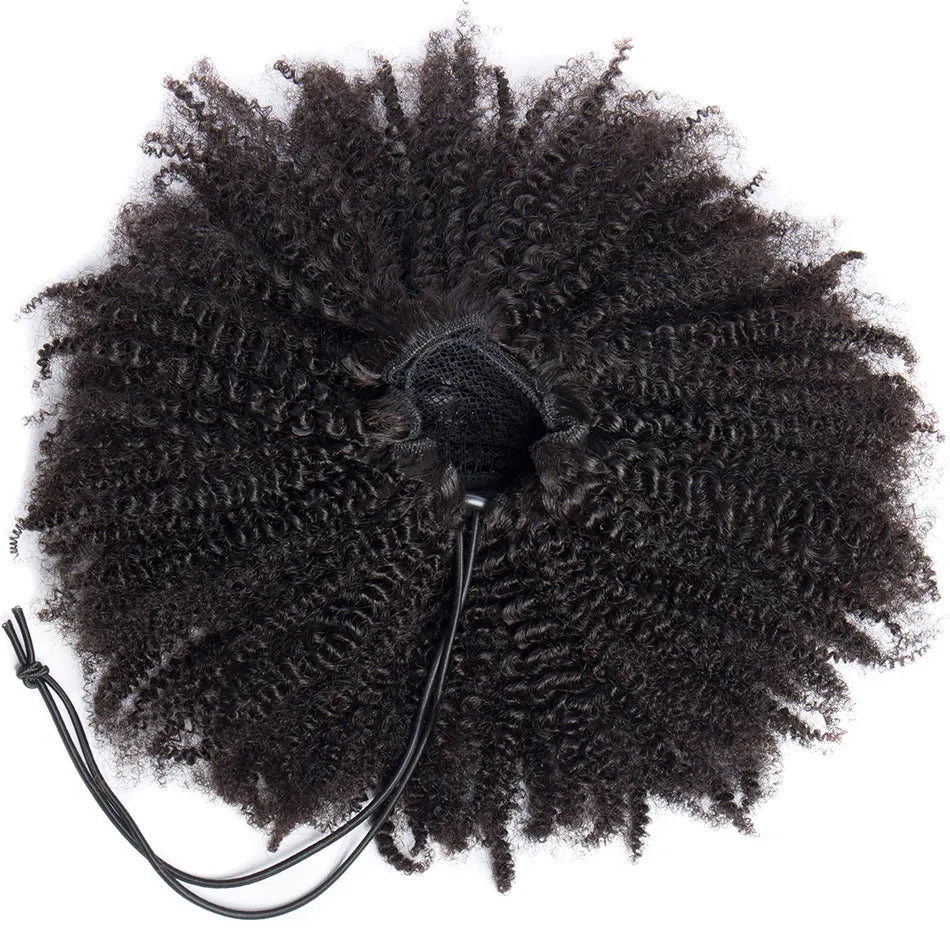 Afro Kinky Curly Hair Ponytail Extensions Clip in Drawstring Mongolian Kinky Curly Hair Piece