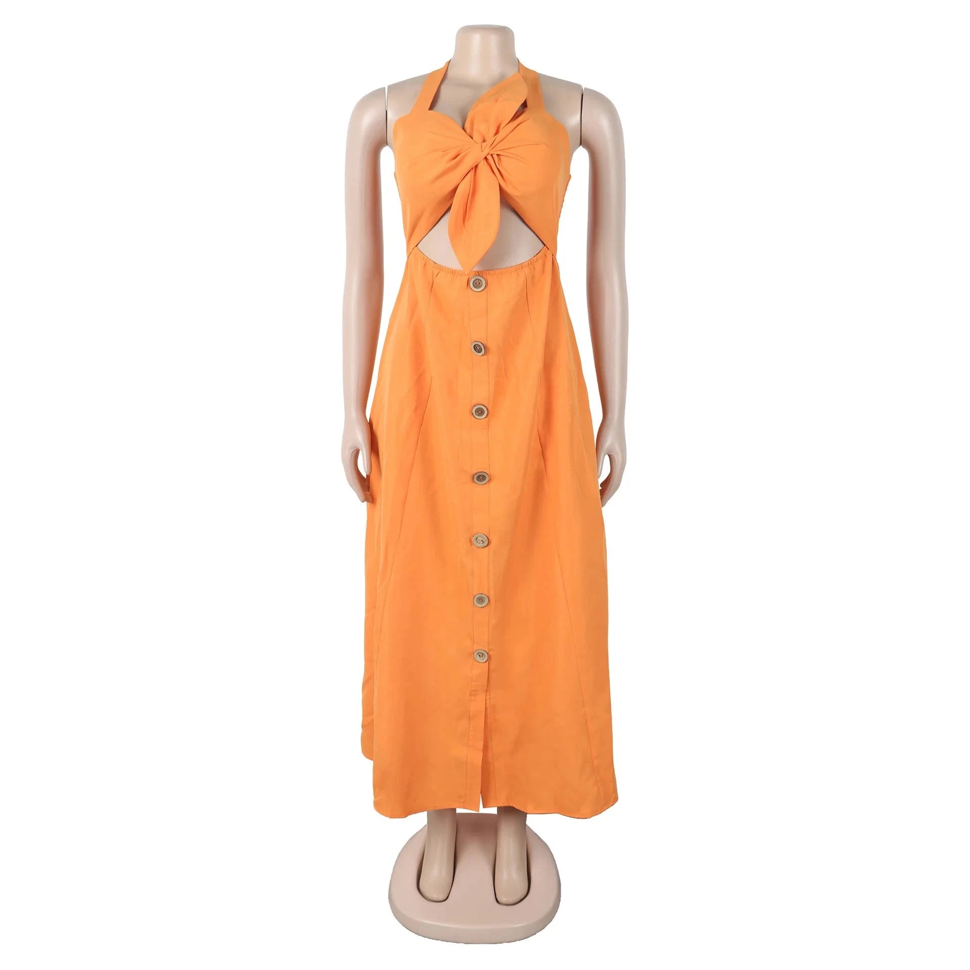 Women’s Cutout Backless Bow Hollow Out Midi Dress