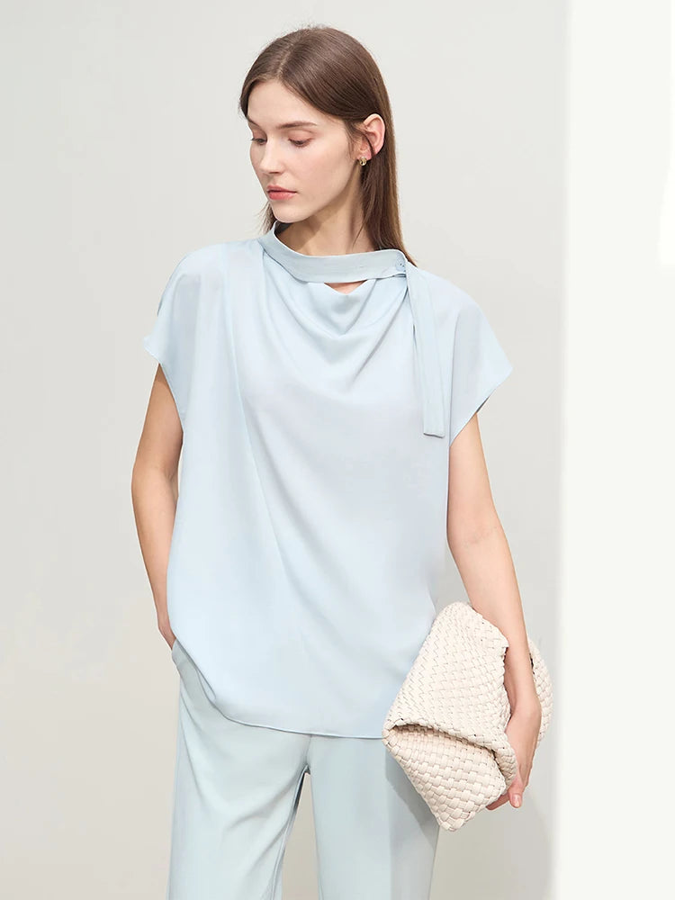 Women’s Loose Chiffon Blouse with Tie Neck