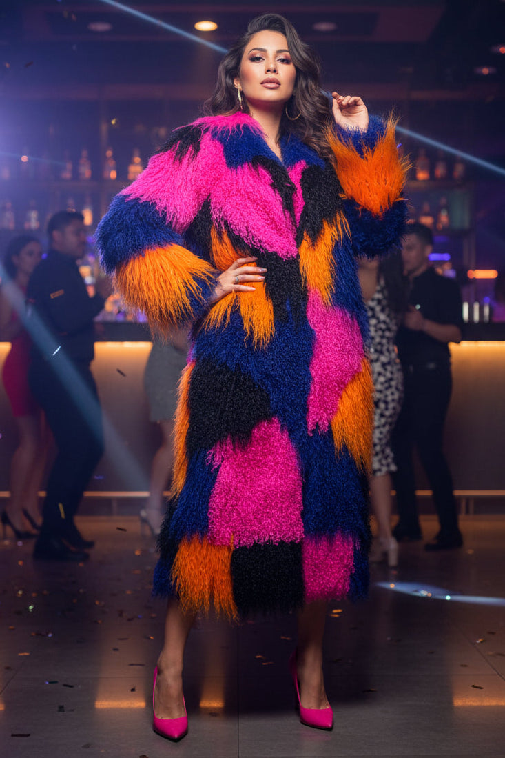 Luxury Mongolia Sheep Fur Coat Women