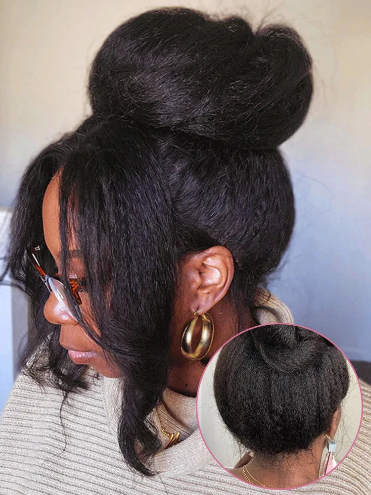 High Density Kinky Straight 360 Lace Front Human Hair Brazilian Yaki Straight 13x6 HD Wig