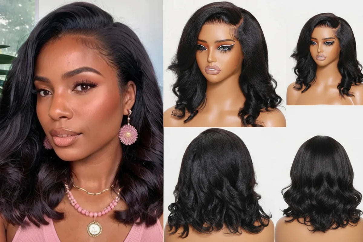 Yaki Loose Wave Bob Wig With Drawstring Lace Cap