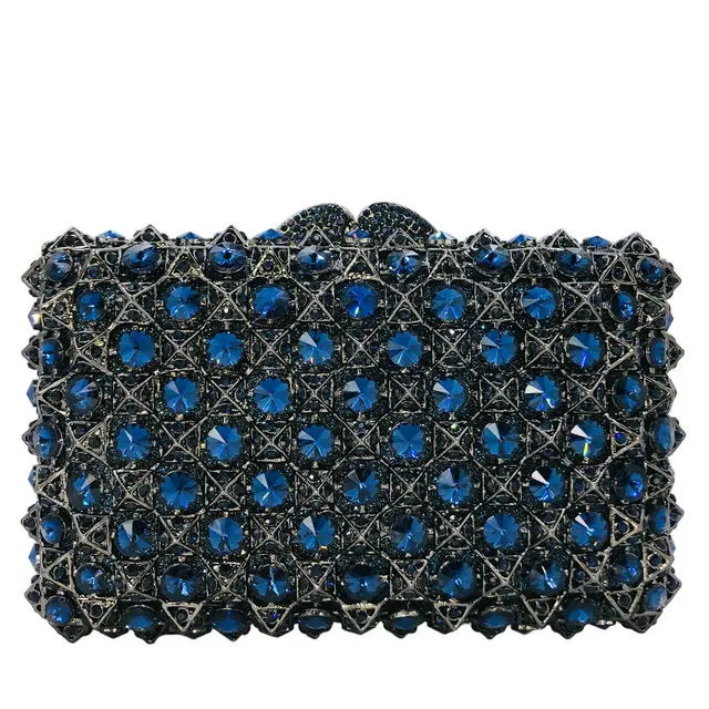 Hard Plaid Brown Crystal Clutch for Women