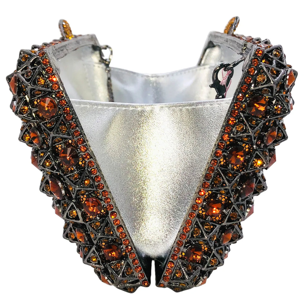 Hard Plaid Brown Crystal Clutch for Women