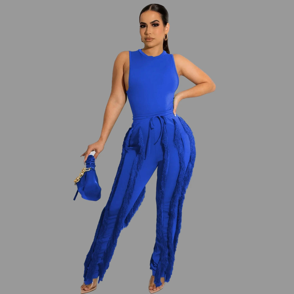 Women's Tank Top and Tassel Side Pants Set