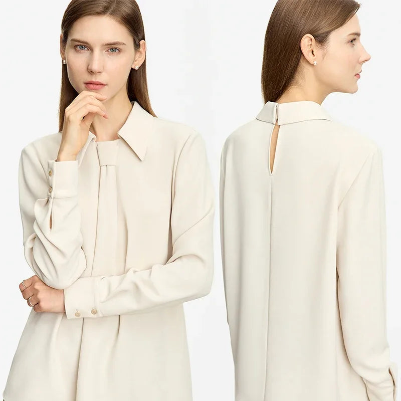 Women’s Chiffon Turn-down Collar Long Sleeve Blouse