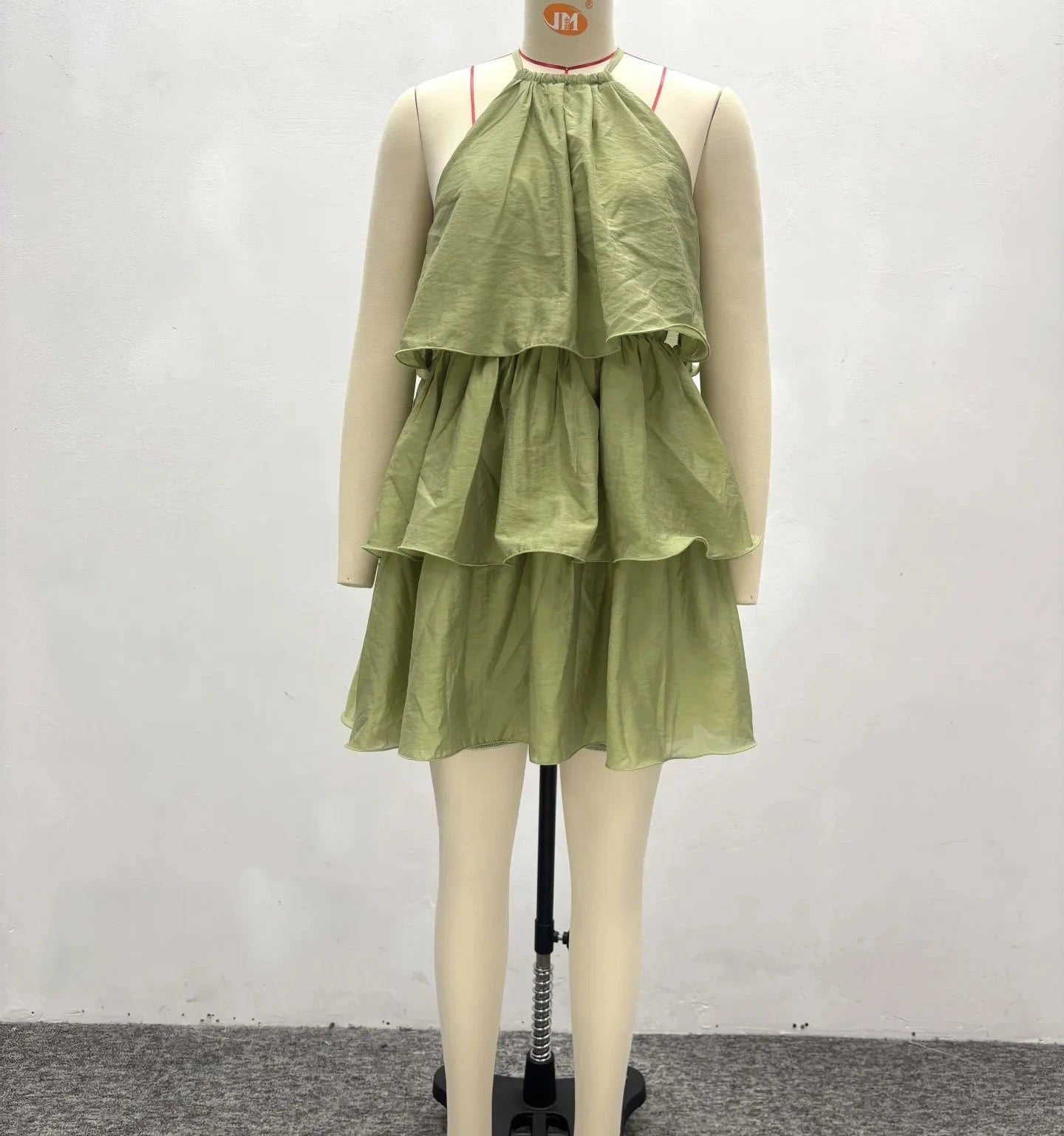 Women’s Sleeveless Pleated Ruffles Strap Tiered Dress