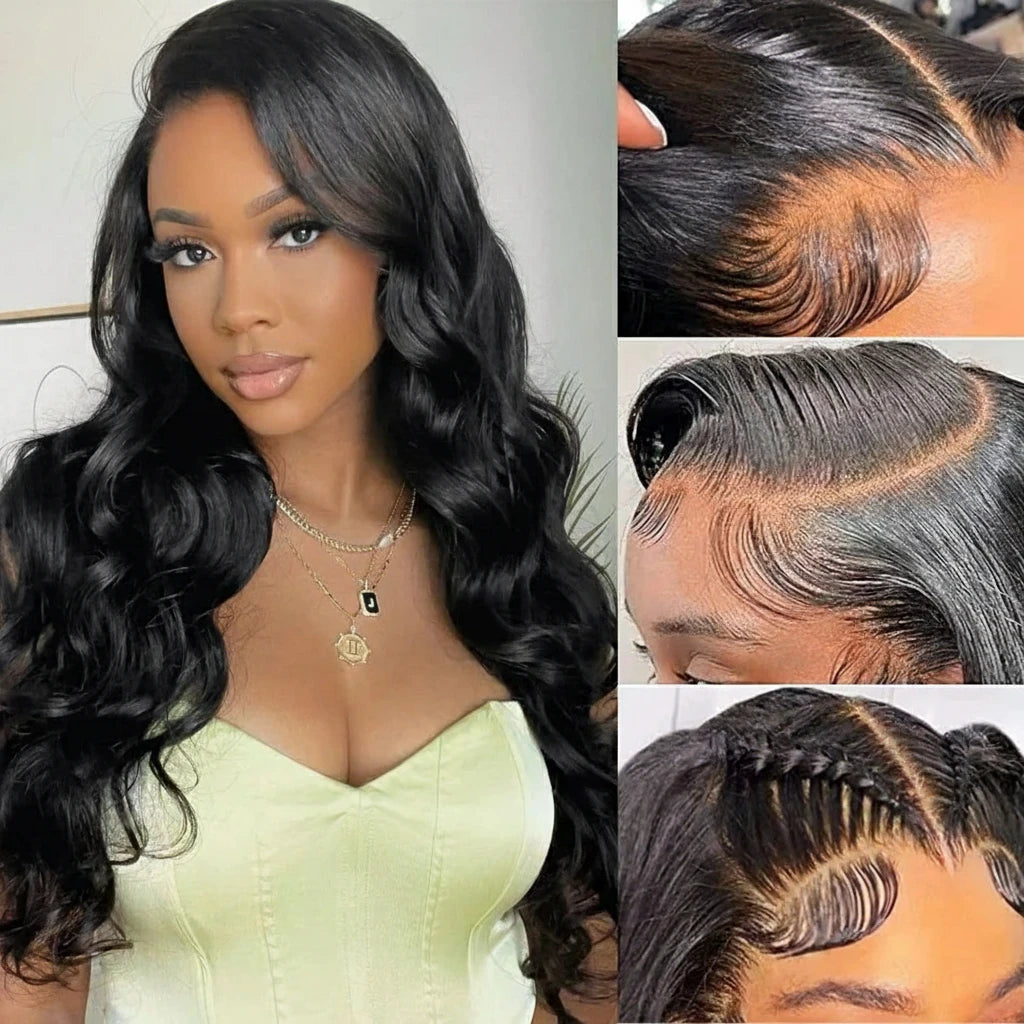 13x4 Lace Front Human Hair Pre Plucked Lace Frontal Brazilian Body Wave Wig 180% Density