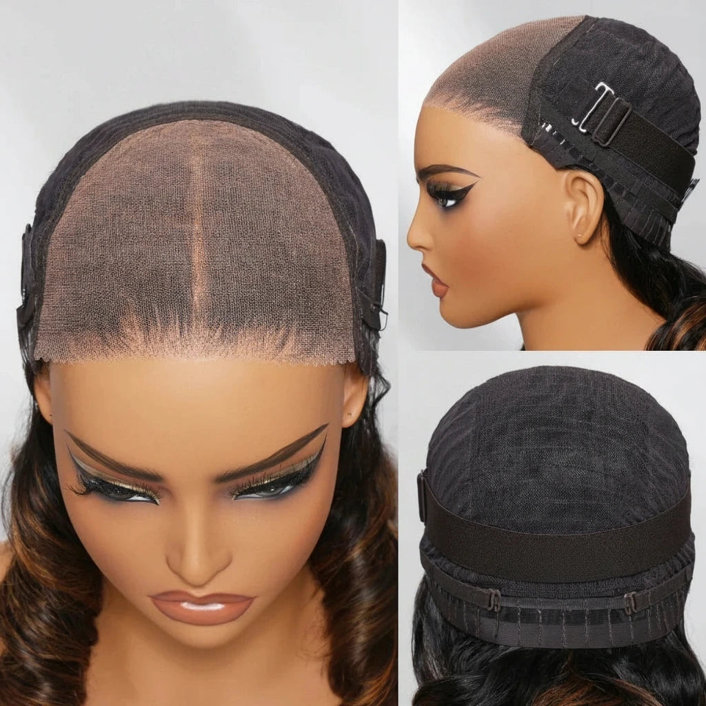 Balayage Highlight Body Wave 7x5 Human Hair Ready To Wear Go Wig