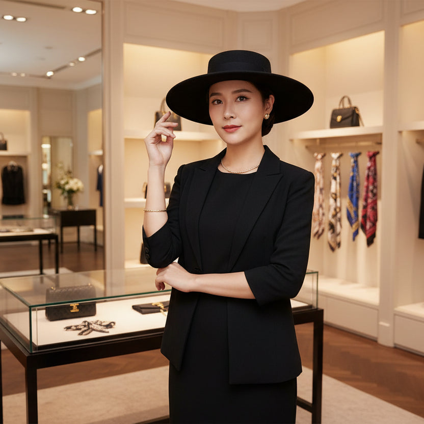 French Women's Hat Big Wide Brim 10CM