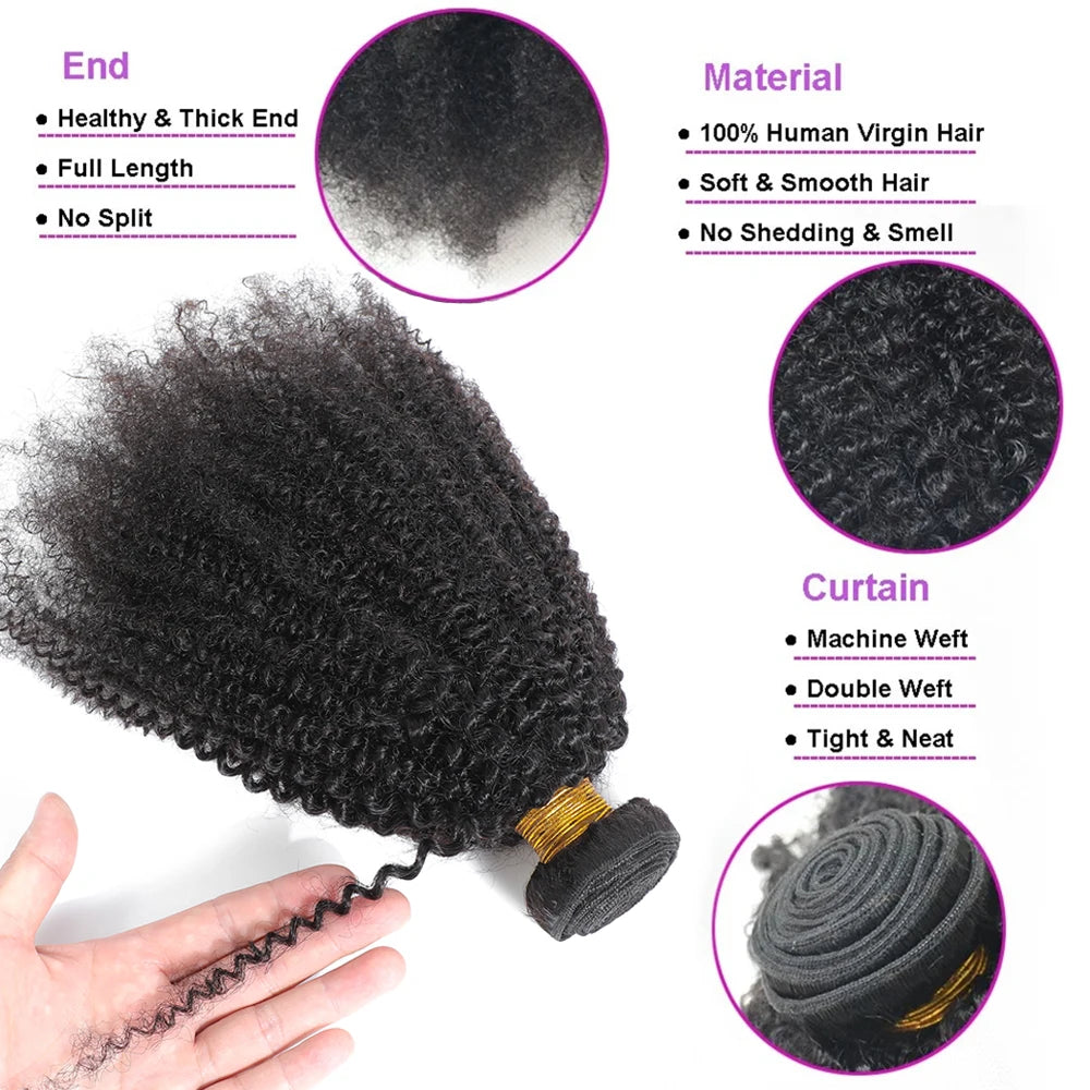 Afro Kinky Curly Bundles Brazilian 1/3 Afro Kinky Human Hair