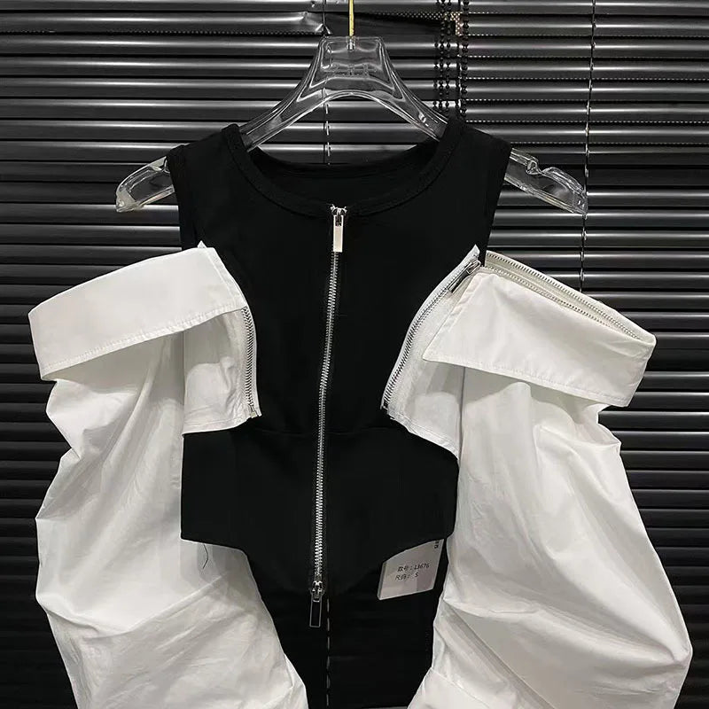 Women’s Off Shoulder Vest with Attachable Long Sleeves