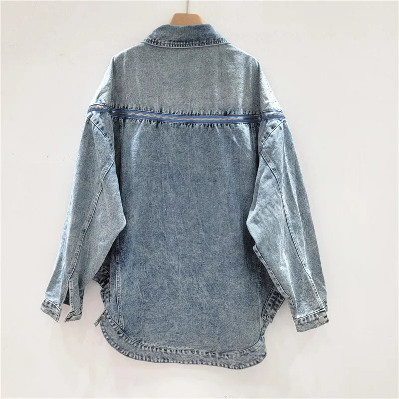 Women Denim Coat Patchwork Loose Casual Jackets