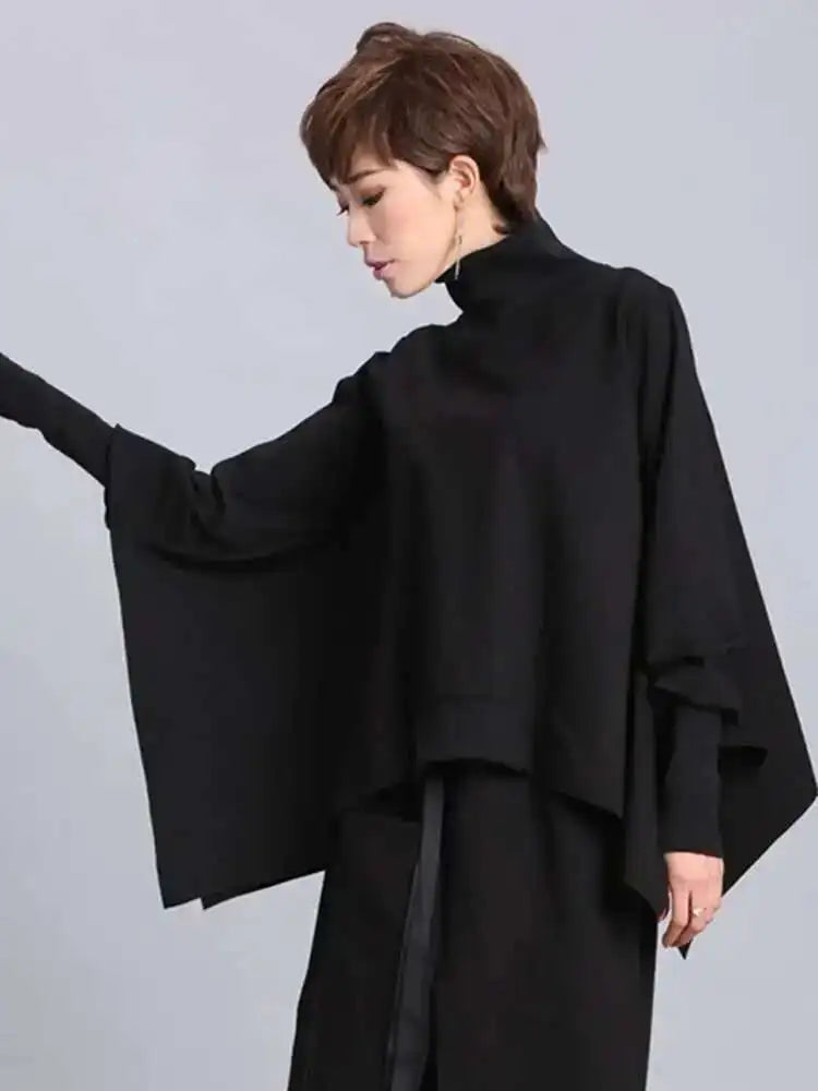 Women’s Irregular Casual Batwing Sleeve Loose Fit Turtleneck