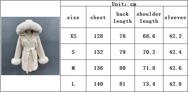 Hooded Wool Coat with Fox Fur Collar