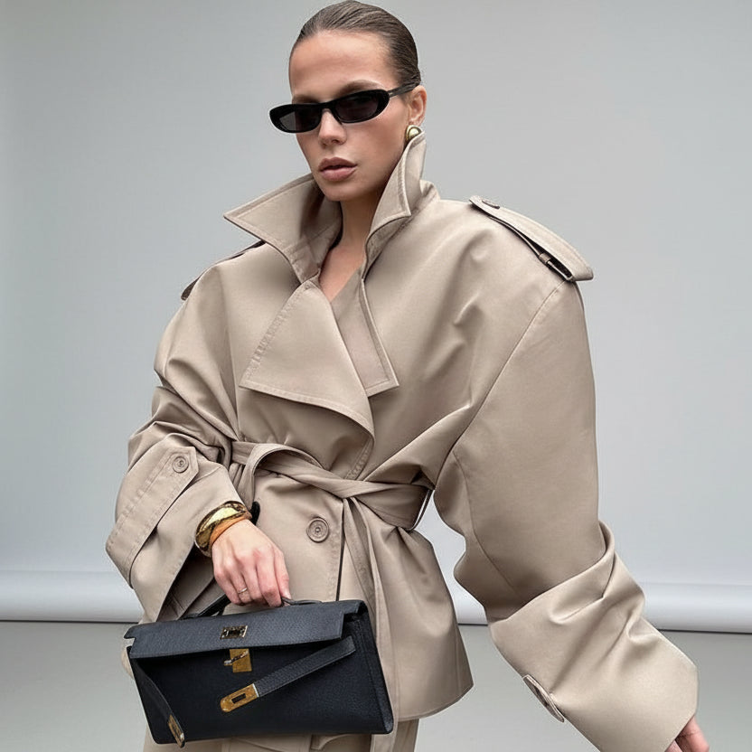 V-neck Belt Trench Coat