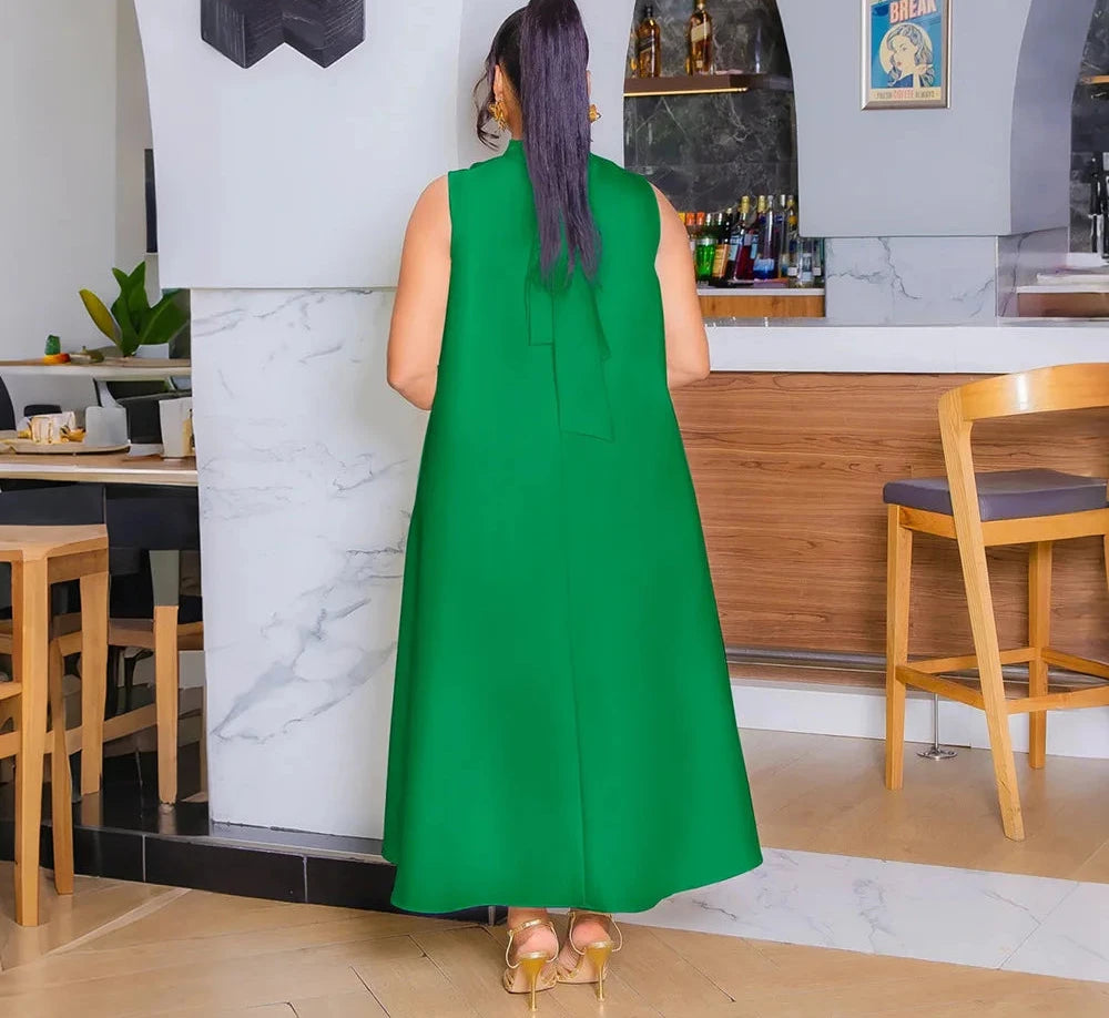 Women’s Sleeveless Loose 3D Flower O-neck Dress Bodycon Midi Maxi Dress