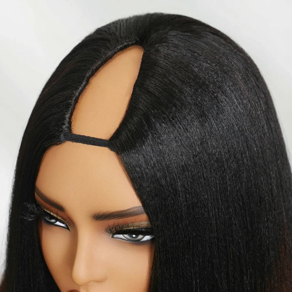 Ombre Auburn Yaki Straight Hair V Part Wig