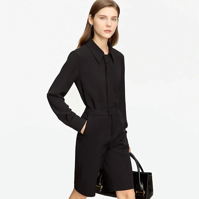 Women’s Chiffon Turn-down Collar Long Sleeve Blouse