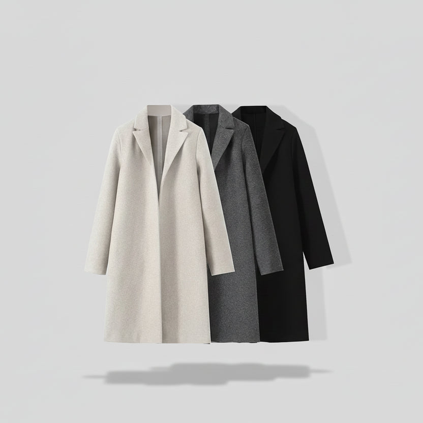 Wool Blend Trench Coats Vintage V-Neck