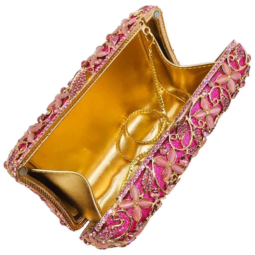 Women’s Crystal Flower Minaudière Clutch