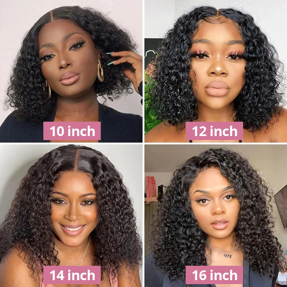 Curly Short Bob 13x4 Lace Frontal Human Hair Brazilian Deep Wave Wig