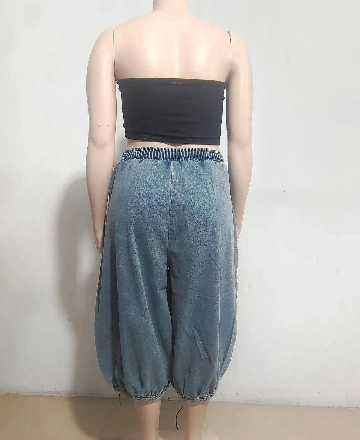 Women’s Denim Calf-Length Loose Safari Style Capri Pants