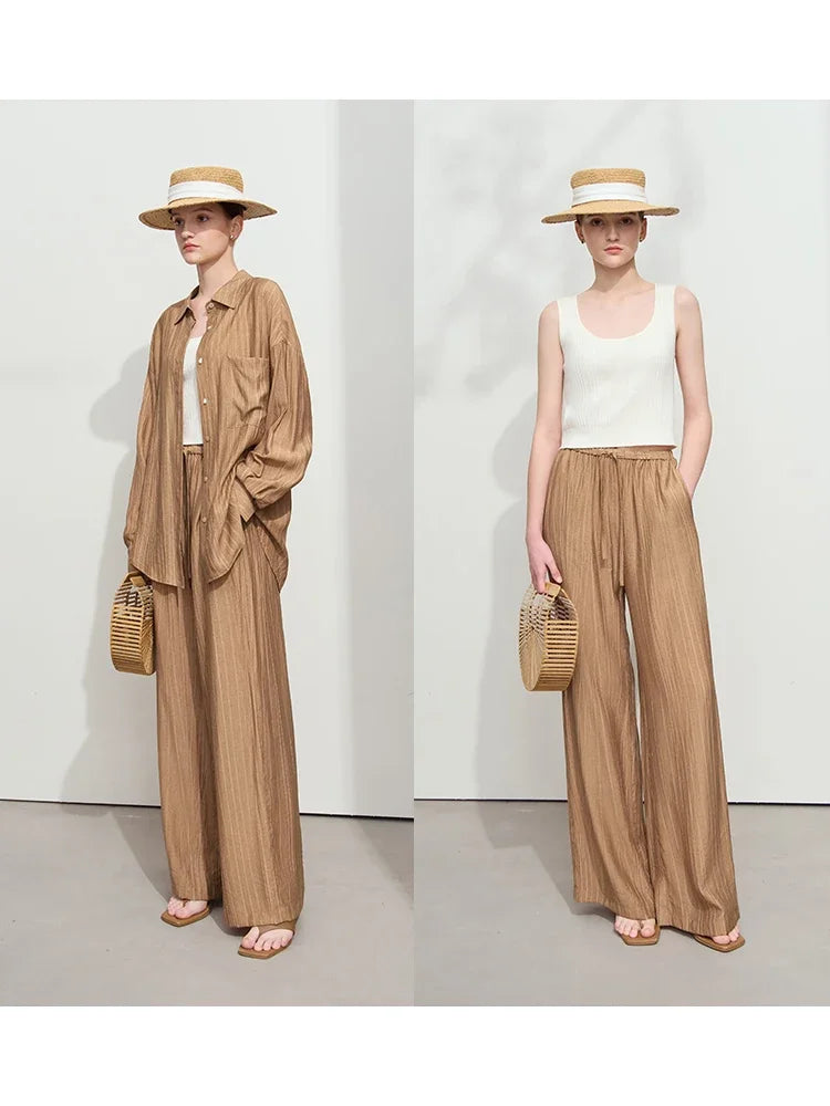 Women’s Casual Basic Shirt Long Wide Leg Pants * Sold Separately*