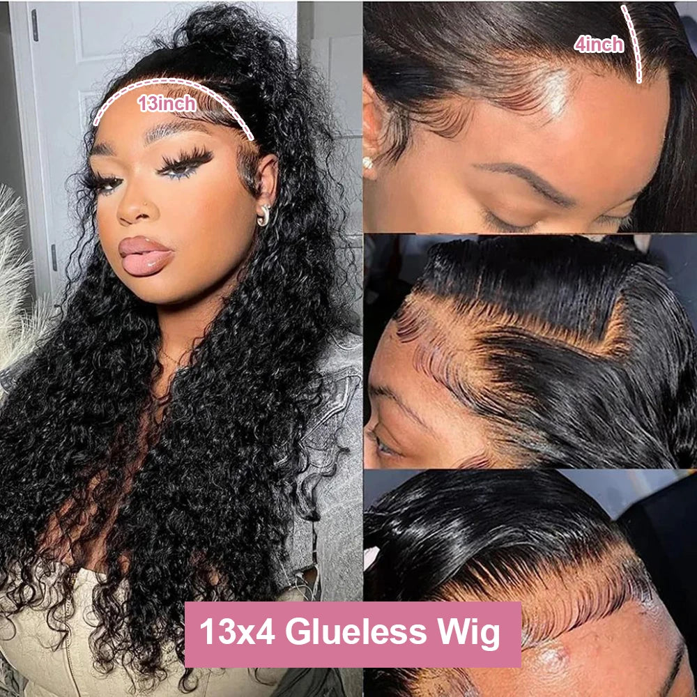 Human Hair Ready To Wear Deep Wave Remy Brazilian Lace Front Wig